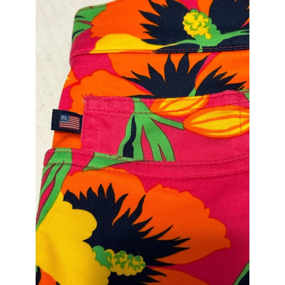 Polo Jeans Co. Ralph Lauren Floral Print Pants‎ Size 10 Red Yellow Green - Picture 4 of 8